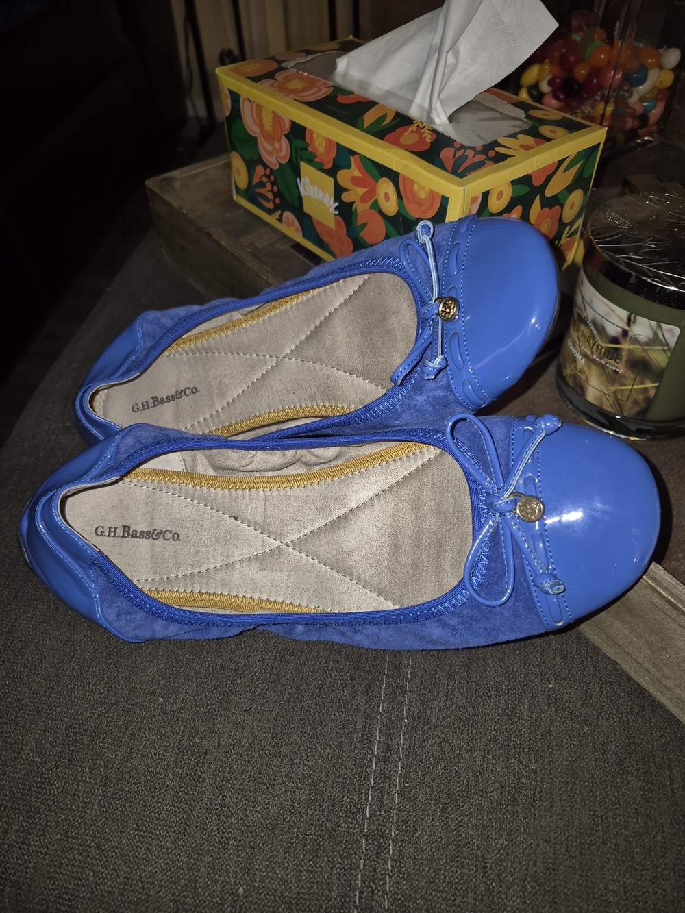 G.H. Bass & Co. Royal Blue Patent Toe Bow Ballet Flats